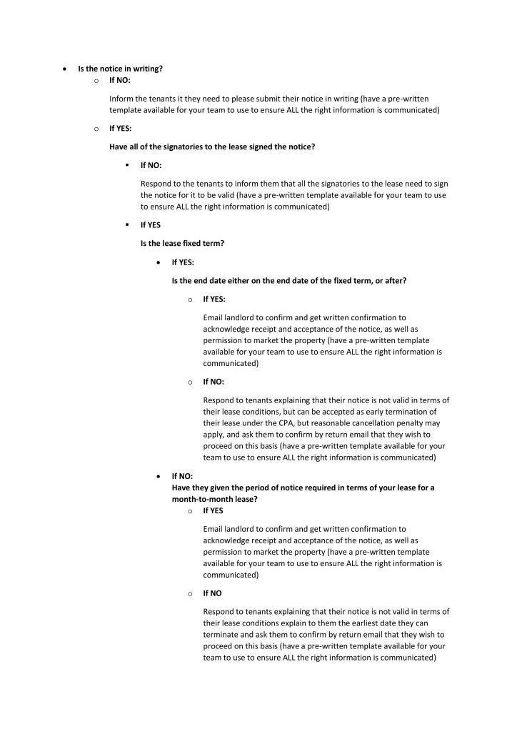 The Tenant Notice Decision Tree