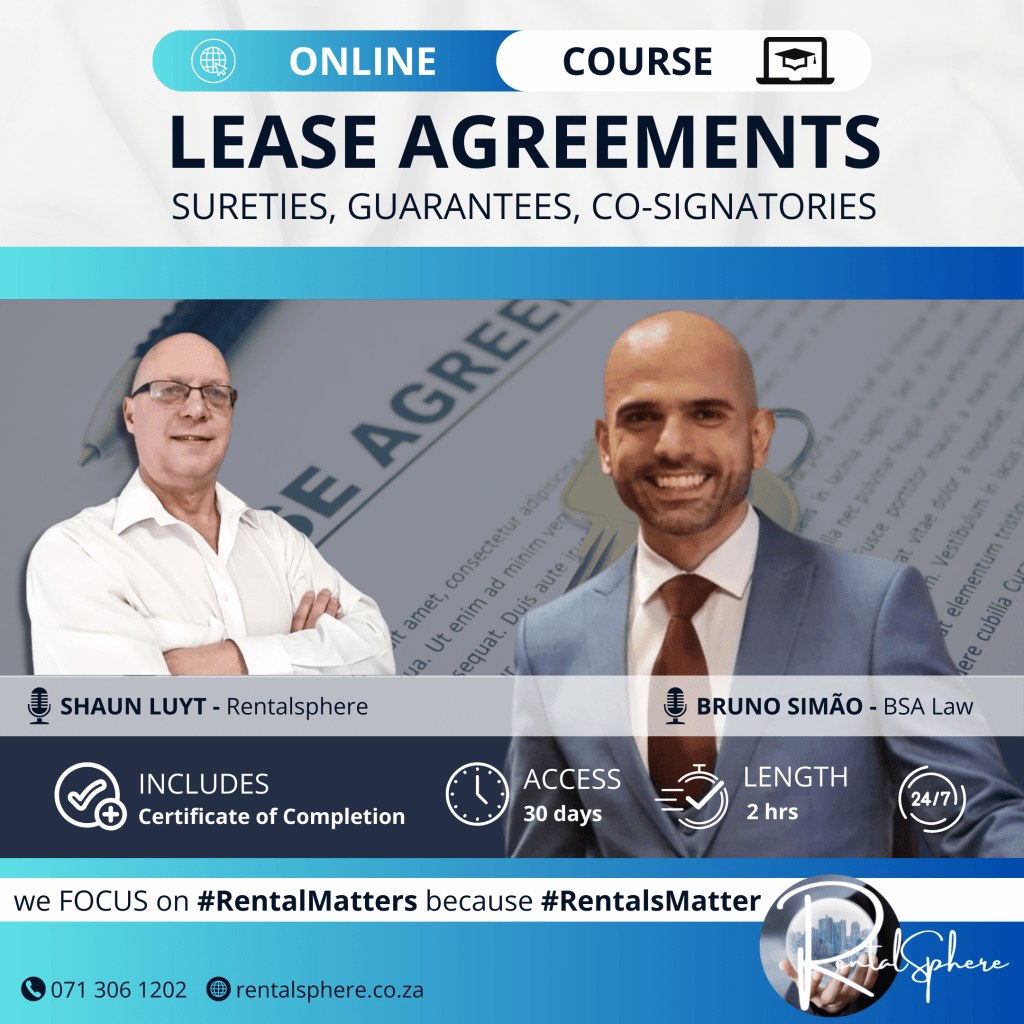 ONLINE COURSE: RTC2419 - LEASE AGREEMENTS - Sureties, Guarantees, Co-Signatories